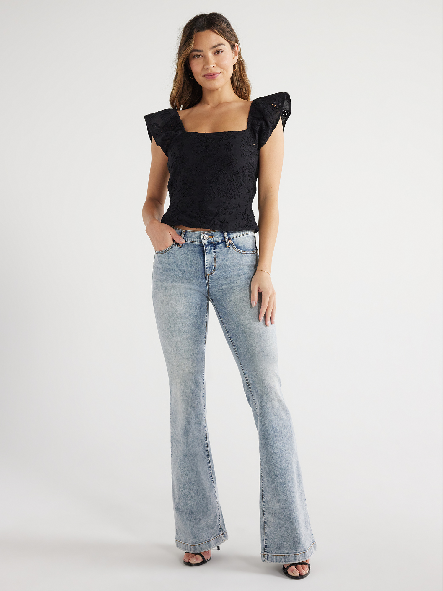 Sofia Jeans Women's Ruffle Sleeve Top, Sizes XS-XXXL - Walmart.com