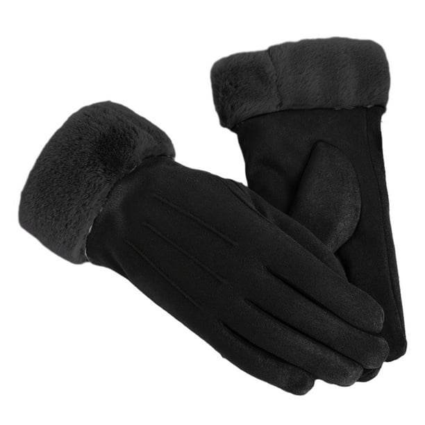 Guantes de invierno cálidos con pantalla táctil para mujer, forro suave y cálido, puños elásticos
