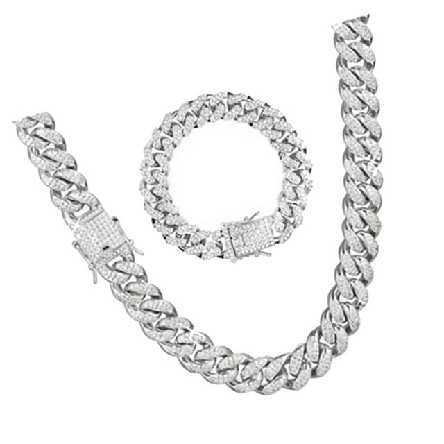 Pulsera de hip hop, 2 piezas de cadena de eslabones cubanos, pulsera de cadena de eslabones cubanos, joyería hecha para durar