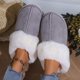 thumbnail image 4 of Pantuflas peludas de otoño e invierno para el hogar, pantuflas de algodón para interiores, cálidas, con suela gruesa, antideslizantes, acolchadas, de algodón, 4 of 5