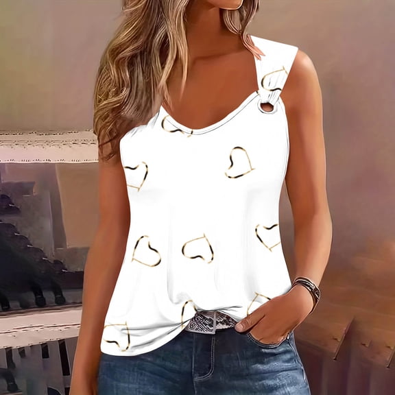 USSUMA Womens Summer Tops Spaghetti Strap Zip Tanks T-Shirts for Women Trendy Hawaiian Tropical Print Camis Blouses Tops Dressy Sleeveless V Neck Tunic Plus Size Shirts for Women