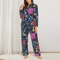 thumbnail image 2 of Pajamas for Women Set - Floral Pattern A Comfy Long Sleeve Button Up Pajama Sets for Women 2 Piece, Soft Sleepwear Nightwear Pjs Lounge Sets for Women with Pockets, 2 of 6