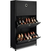 Whitmor Three Tier Polyester Shoe Holder, Black
