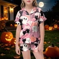 thumbnail image 2 of Leey-World Toddler Pajamas Cute And Fun Cartoon Print Short Sleeved And Shorts Set For Kid's Halloween Parties, 2 of 5