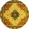 thumbnail image 1 of Ahgly Company Machine Washable Indoor Round Abstract Yellow Modern Area Rugs, 7' Round, 1 of 4