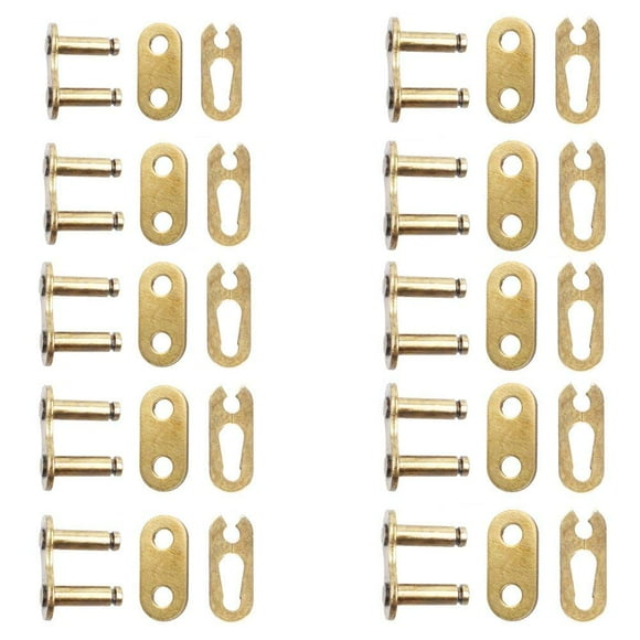 QAZAKY 10 Pcs Connecteur Maître de Réparation de Chaîne de Transmission Or 428 Lien Séparé 50cc 70cc 90cc 110cc 125cc Pit Dirt Bike ATV Quad Scooter Moto Go Kart