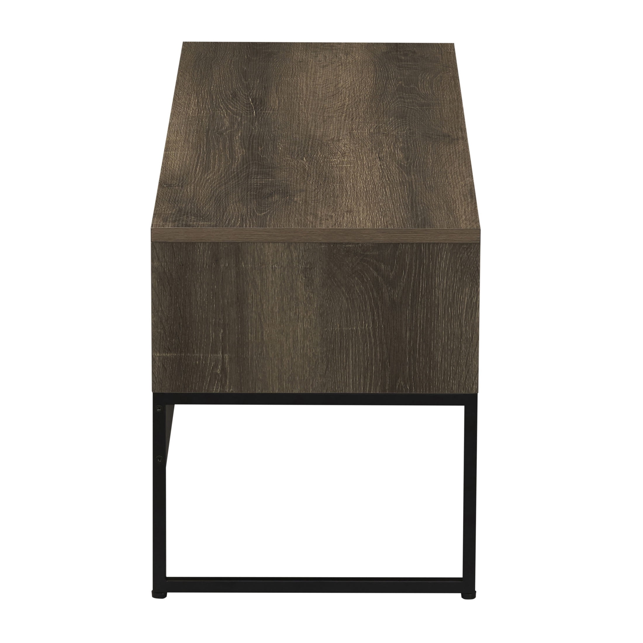 Household Essentials Wrap TV Stand with Rectangular Storage Compartment Ashwood Rustic Wood Grain and Black Metal