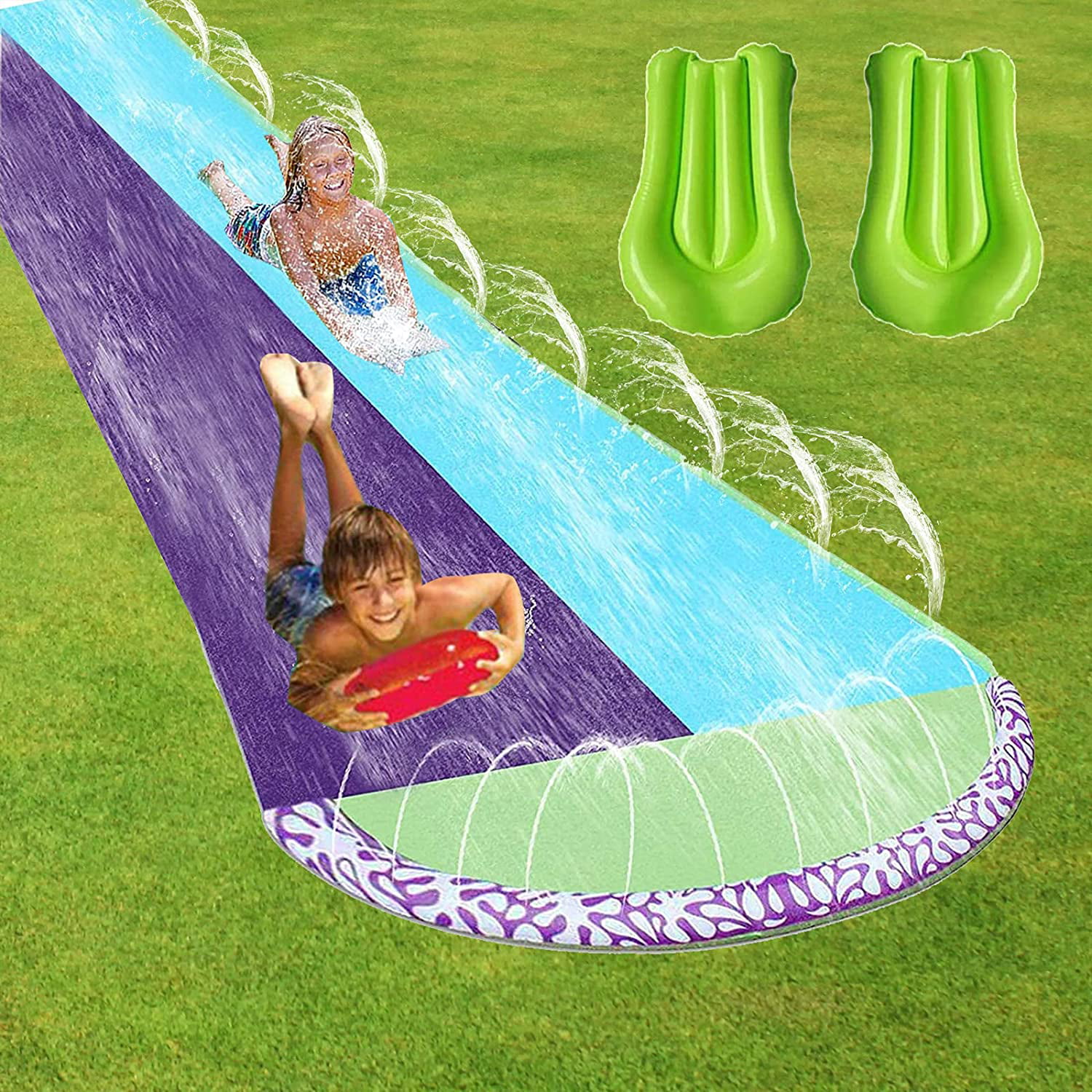 Large Water Slide for Children 3+ Easy to Store and Clean Super Fun Slippery Racer for Summer Outdoor Waterplay 192 Inflatable Slide for Kids Splash Buddies Single Slip n Slide with Sprinkler 