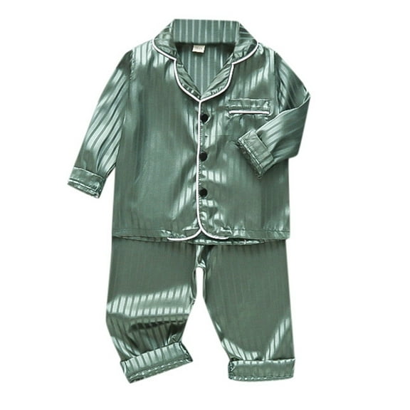 TAIAOJING Baby Clothes for Girls Toddler Boy Satin Silk Pajamas Set Long Sleeve Button Down Shirt Tops Pants Sleepwear 3-4 Years