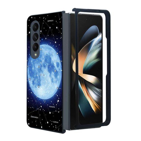 ANJ  Protective Snap-On Design Printed Case Compatible with Samsung Galaxy Z Fold 4 - Blue Moon Constellation