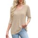 thumbnail image 5 of Camisas de maestra,Camiseta de mujer con cuello en V y manga 3/4, blusa informal de color liso, de poliéster, cómoda para uso diario, sopatenor, 5 of 9