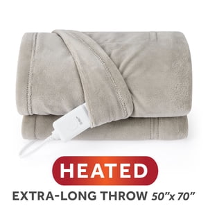 Sunbeam Heated Electric Microplush Throw Blanket 50 x 70 in