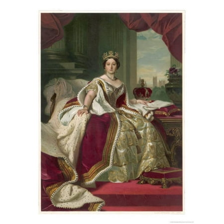 Franz Xaver Winterhalter Portrait - Queen Victoria Circa 1845 Print Wall Art By Franz Xaver Winterhalter