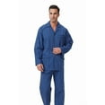 thumbnail image 3 of Apparonia Conjunto de Pijamas para Hombre de Algodón con Cuello con Muesca Pijamas para Hombre de Manga Larga Ropa de Dormir para Hombre con Bolsillos y Frente Fly Cuadros Azules XXL, 3 of 6