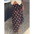 thumbnail image 2 of Khaki Polka Dot Midi Skirt Low Waist Semi Sheer Asymmetrical Hem Flowy Summer Skirt, 2 of 8