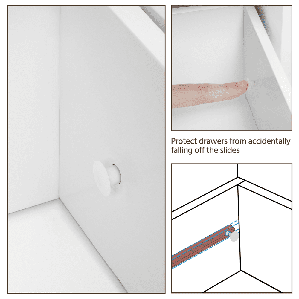 Alden Design 35.5" Height Bathroom Floor Cabinet with 1 Door and 3 Drawers, White