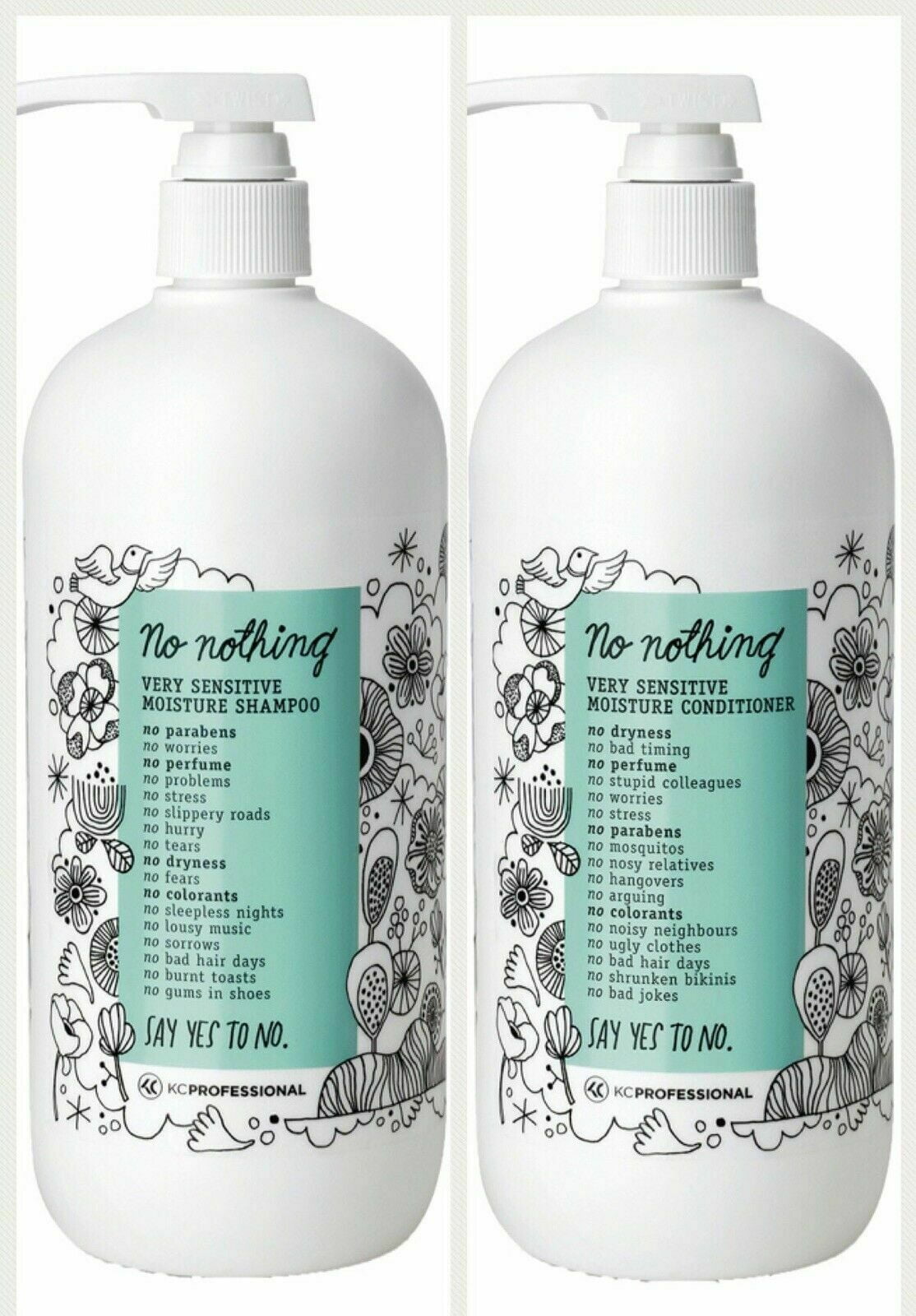 No Nothing Very Sensitive Moisture Shampoo & Conditioner 33.8oz Liter