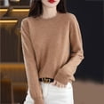 thumbnail image 4 of DuoJiaJ Women's Sweaters Cable Knit Long Sleeve Casual Slim Fit Pullover Fall Tops Gold XL, 4 of 5