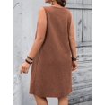 thumbnail image 4 of Women's Tea Length Round Neck Waist Sundresses Sleeveless Dress for Summer Brown M, 4 of 5