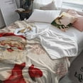 thumbnail image 3 of Christmas Vintage Throw Flannel Blanket 50x80In Santa Claus Snowflakes Linen Background Super Soft Cozy Bed Blanket, Lightweight Plush Fuzzy Bed Throw for Bedroom Sofa Couch Living Room, 3 of 4