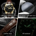 thumbnail image 6 of OLEVS Mens Watches,Brown Leather Watch for Men,Gold Plated Case Analog Quartz Fashion Business Dress Watch Luminous Waterproof Casual Male Wrist Watches Reloj para Hombre, 6 of 11