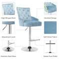 thumbnail image 6 of Foredo Velvet Swivel Bar Stools Set of 2, Modern Adjustable Bar Stools with Button Tufting and Pull Ring, Kitchen Counter Square Island Bar Stool, Light Blue, 6 of 8