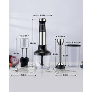 6 in 1 Immersion Blender, 1000W Handheld Hand Blender, 20 Speeds Emulsion Blender with Chopper, Whisk and Frother for Soup, Baby Food and Smoothies, Black