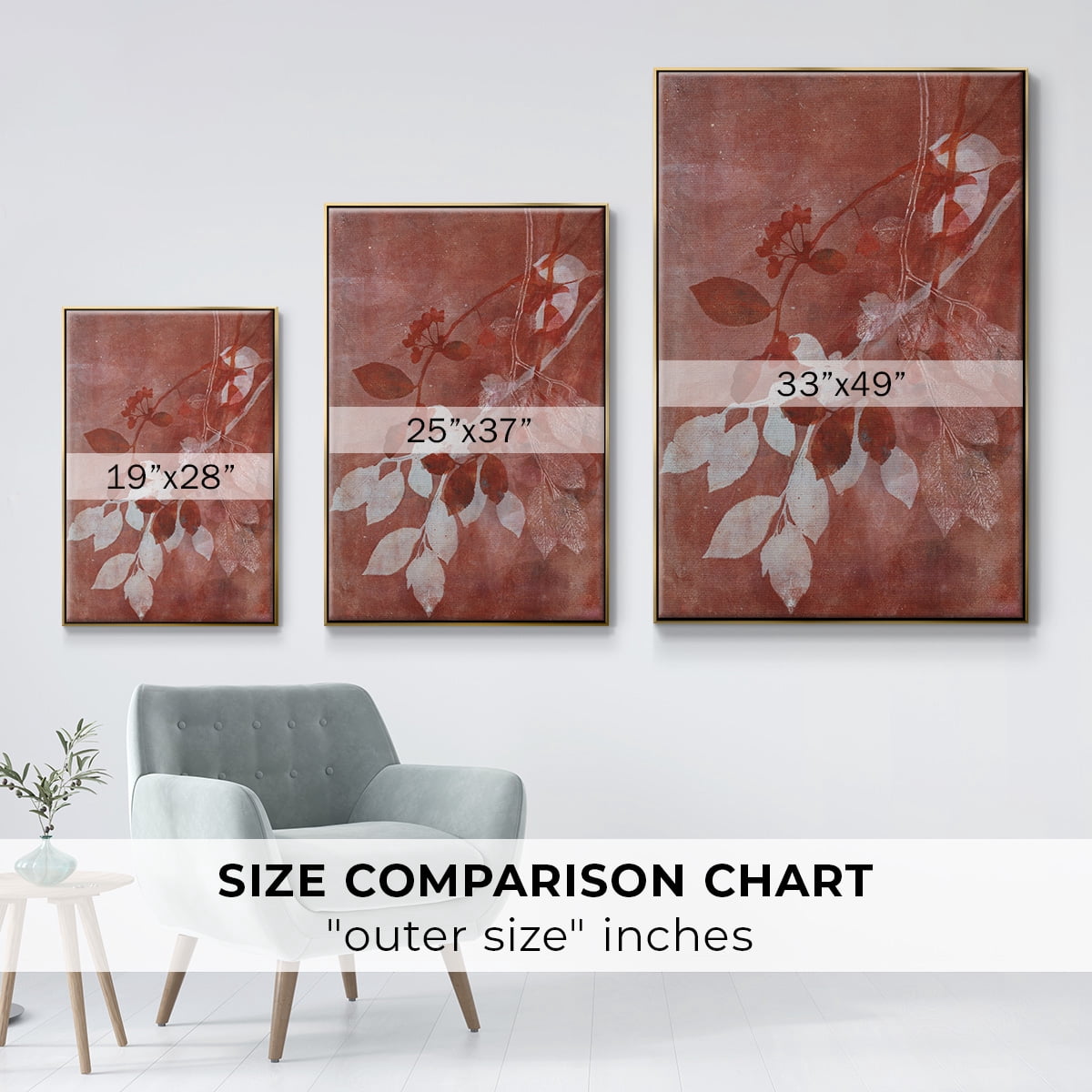 Branching Out XVI Framed Premium Gallery Wrapped Canvas - Ready to Hang - 27 x 41 - Gold Floating Frame