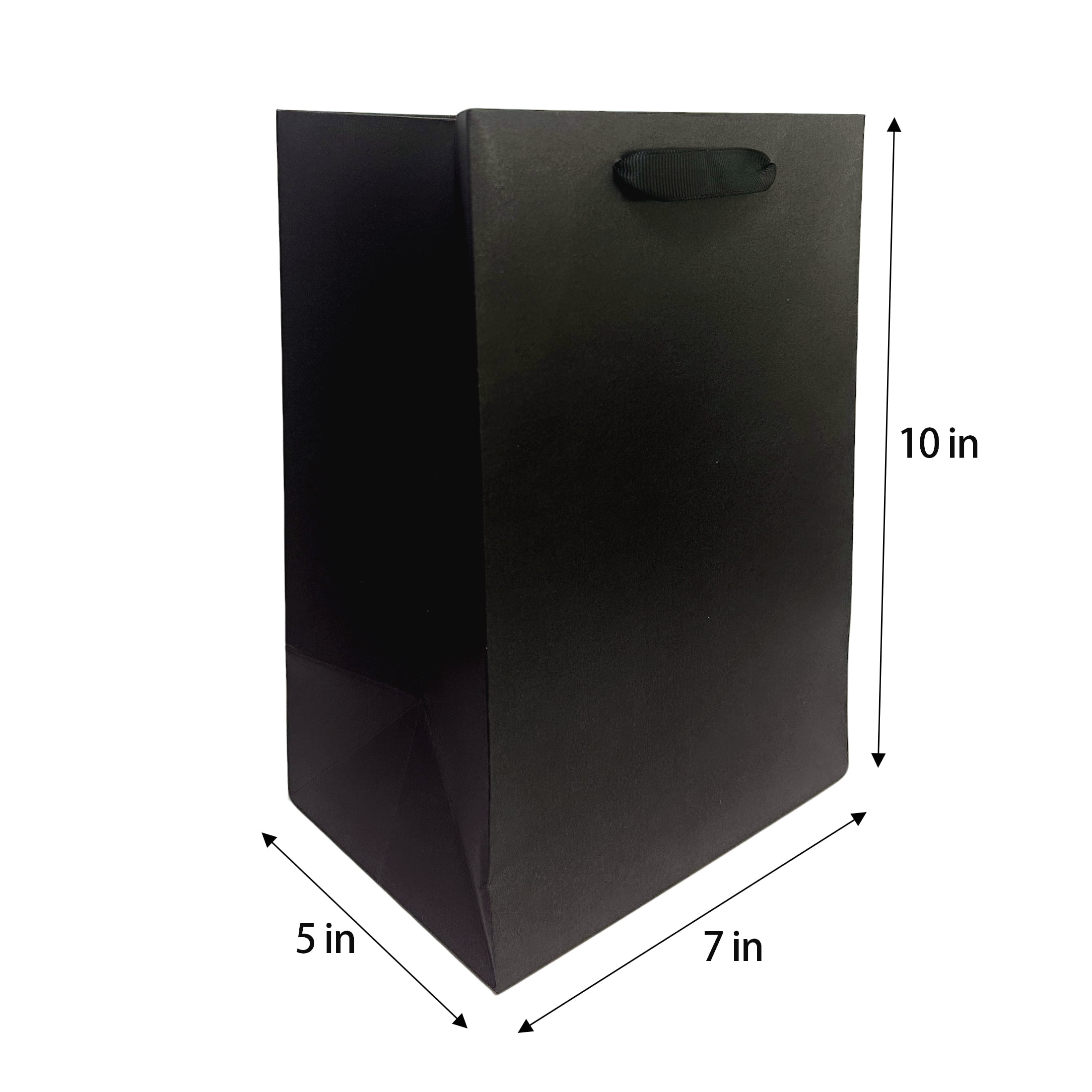 Large Black Paper Gift Bags, 7"x 5" x 10", 3 Count, by Way To Celebrate