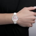 thumbnail image 2 of Luv Betsey Women's Silver Dial with Black and Pink Glitter on Silver Case and White Quilted Strap Watch, 2 of 8