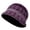 Dark Purple, variant on Warm Lined Knit Wool Hat for Women, Winter -Lined Cloche Beanie with Visor, Cable Knitted Bucket Bonnet for Moms