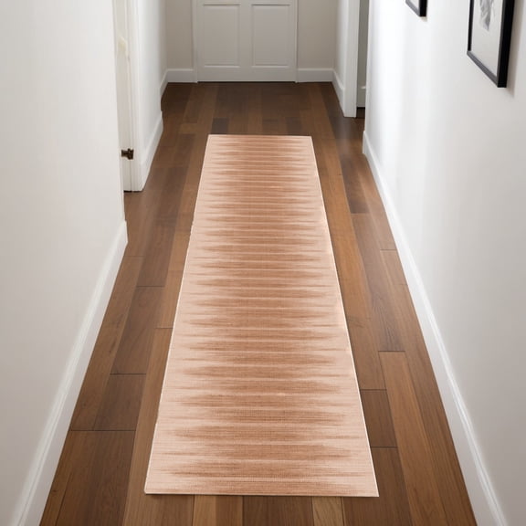 HomeRoots 546479 8 ft. Ombre Distressed Non Skid Runner Rug, Brown