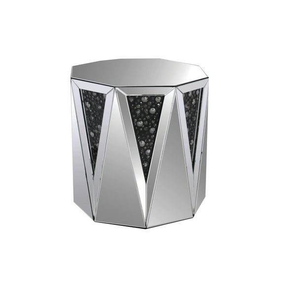 End Table With Octagonal Mirrored Top Clear And Black
