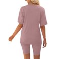thumbnail image 4 of Admvng Two Piece Sets For Women Outfits Summer Short Sleeve Round Neck Shorts Sets S-2XL, 4 of 6