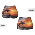 thumbnail image 6 of Yiaed Sunset Dancing Dolphin B Print Women's Athletic Shorts Running Shorts Sporty Short High Waisted Elastic Workout Shorts for Yoga Gym Running & Sports -Medium, 6 of 8