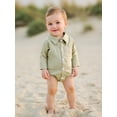 thumbnail image 6 of BemeyourBBs Newborn Baby Boy Girl Plaid Gingham Bubble Romper Shirt Infant Baby Boys Spring Summer Fall Winter Clothes Lapel Neck Long Sleeve Button Down Dress Shirt Romper Bodysuit, 6 of 9