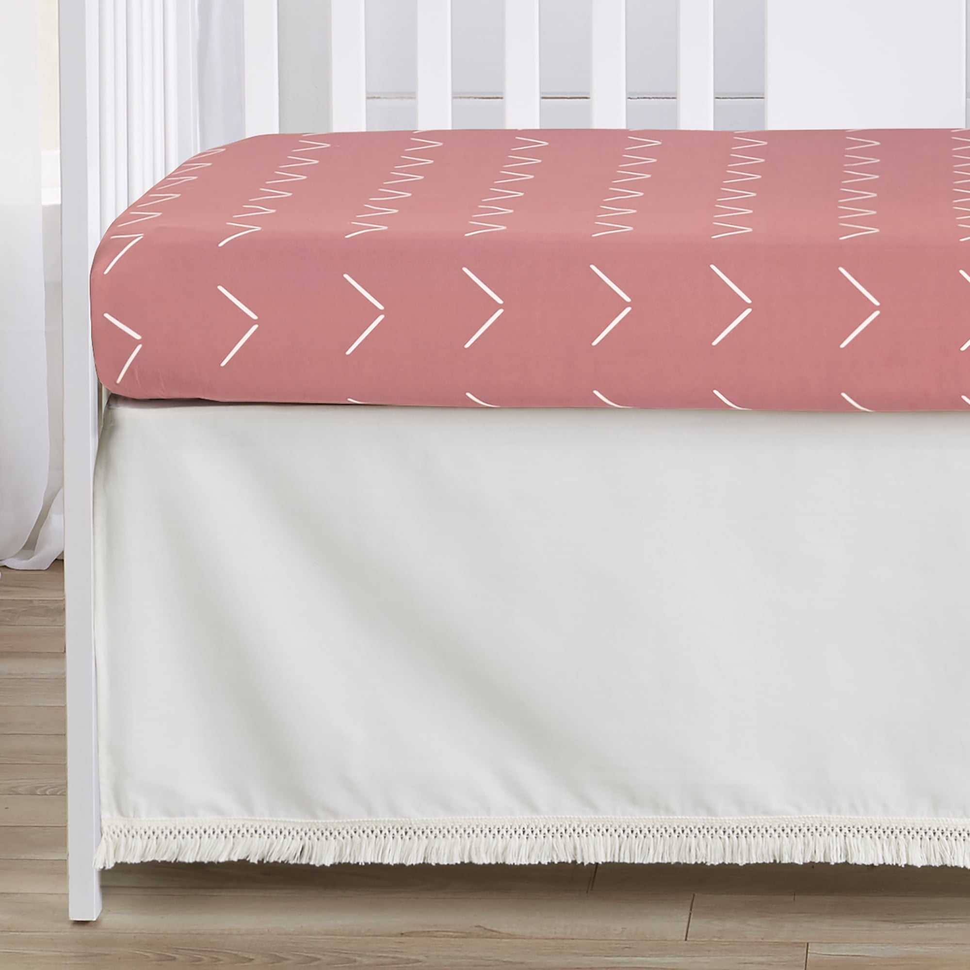 Sweet Jojo Designs Diamond Tuft Mauve Pink Ivory Off White 4 Piece Crib Bedding Set