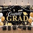 thumbnail image 3 of Gold Grad Cap Graduation Banner Colorful Stars Grad Backdrop Confetti Design Black Background Academic Background for Graduation Party College Graduation Grad Photo Shoot, 3 of 5