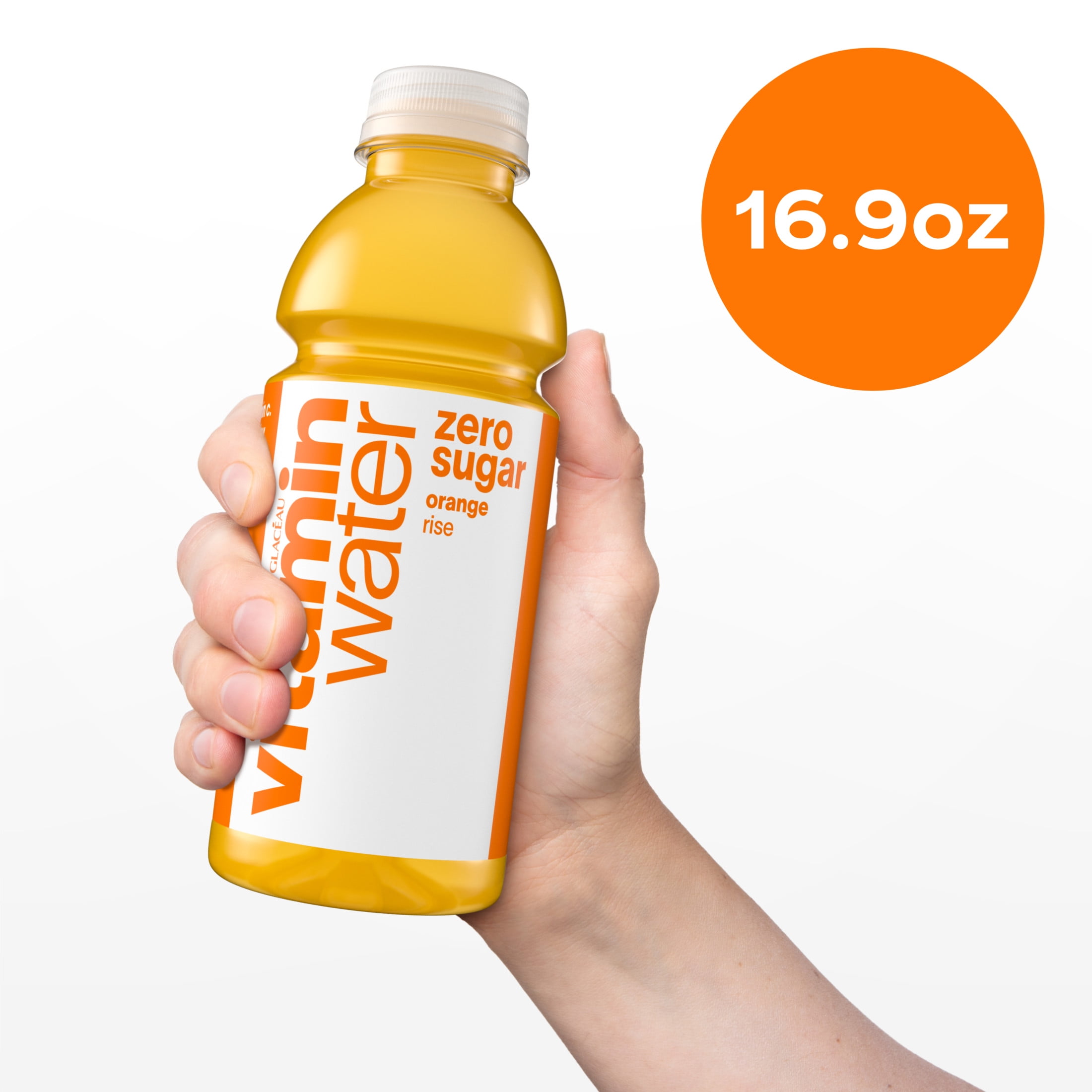 vitaminwater Rise Zero Sugar Orange Flavored Water Beverage Bottles, 16.9 fl oz, 6 Pack