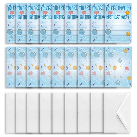 Invitation Cards for Birthday Wedding Party with Paper Envelopes Rectangle with Mixed Pattern Light Sky Blue 15.2x10.1cm 30sheets/set diy