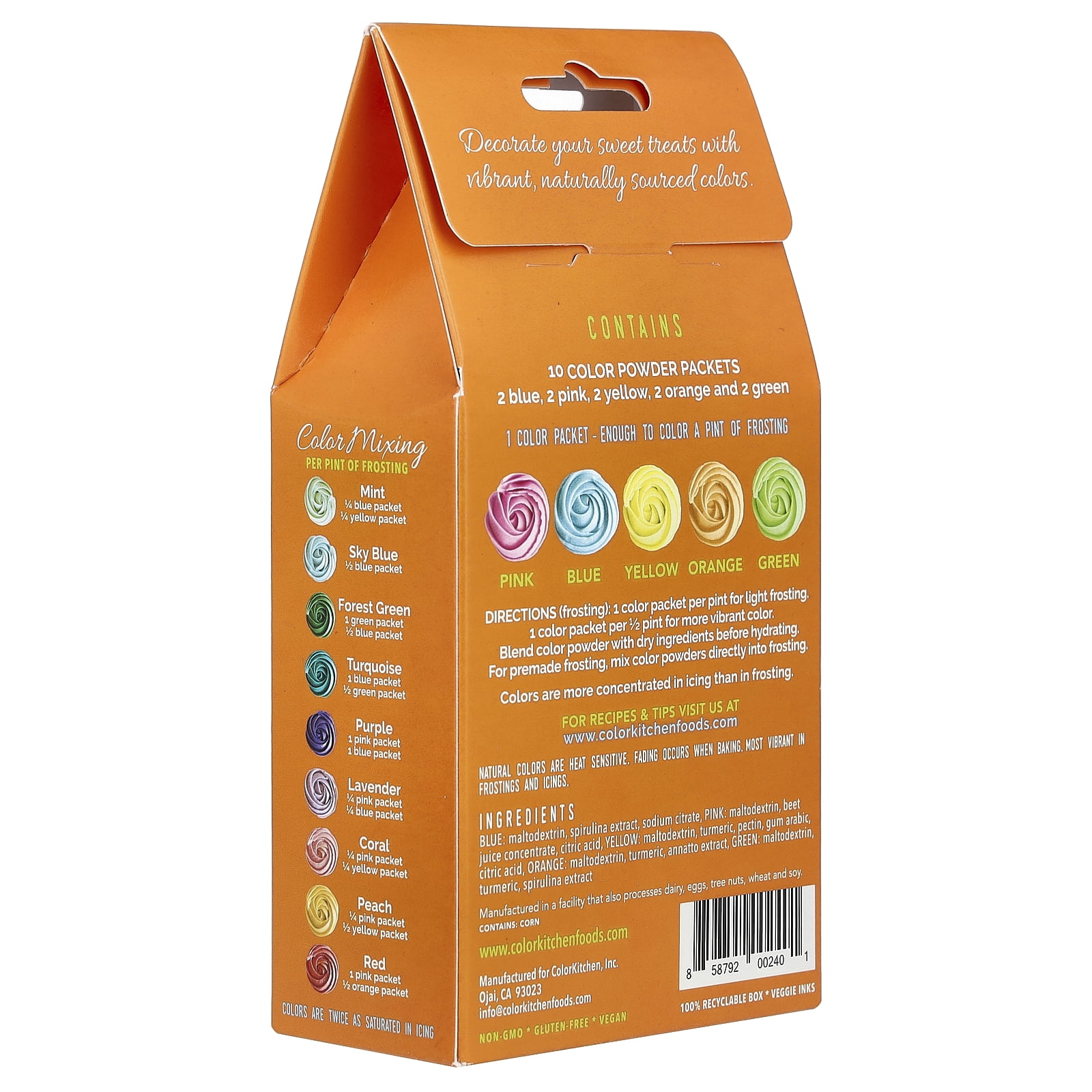 Food Colors From Nature, Multi-Color, 10-Color Packets, 0.088 oz (2.5 g) Each, ColorKitchen