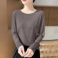 thumbnail image 4 of Htigea Womens Long Sleeve Tops Casual Crew Neck T Shirts Fall Thin Breathable Tees Solid Color Loose Casual Shirt 2026 Clothes Gray L, 4 of 4