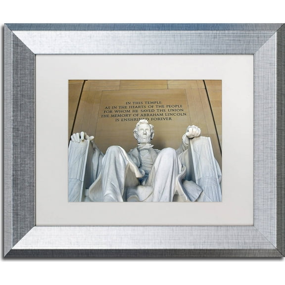 Trademark Fine Art "Lincoln Memorial" Canvas Art by CATeyes, White Matte, Silver Frame