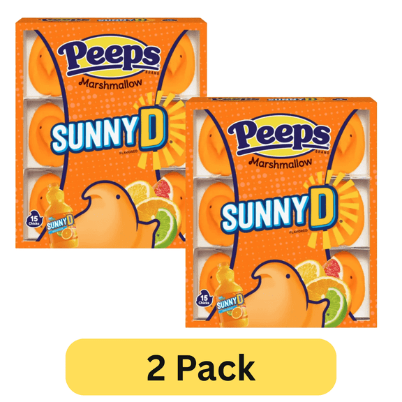 PEEPS SunnyD Flavored Marshmallow Chicks, 15 Count, Pack of 2