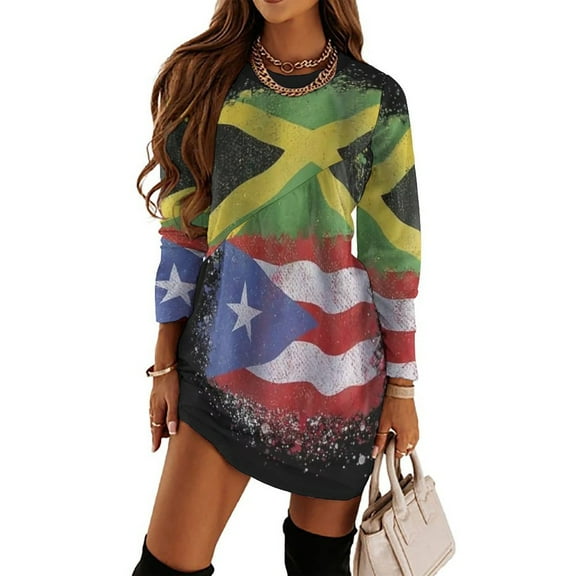 Puerto Rican Jamaican Love Jamarican Loose Dress Evening Dress Summer Dresses for Women Luxury Dress Long Sleeved Dress