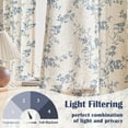 thumbnail image 3 of Blue Floral Linen Curtains 84 Inch Length Farmhouse Curtain Back Tab Drapes for Living Room Bedroom Light Filtering Vintage Rod Pocket Curtains, 2 Panels, Blue on Beige, 3 of 6