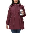 thumbnail image 3 of Maternity 3 in 1 Winter Coat Thicken Quilted Lined Warm Hooded Outwear Puffer Down Jacket Parka with Pockets Red M, 3 of 4