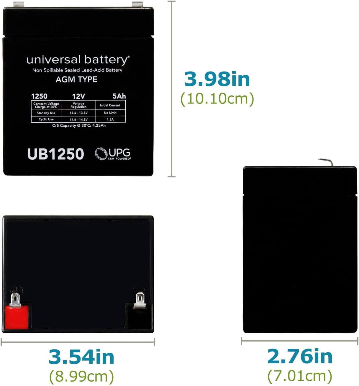 Universal UB1250 D5741 SLA Battery 12V/ 5AH .187 Tt