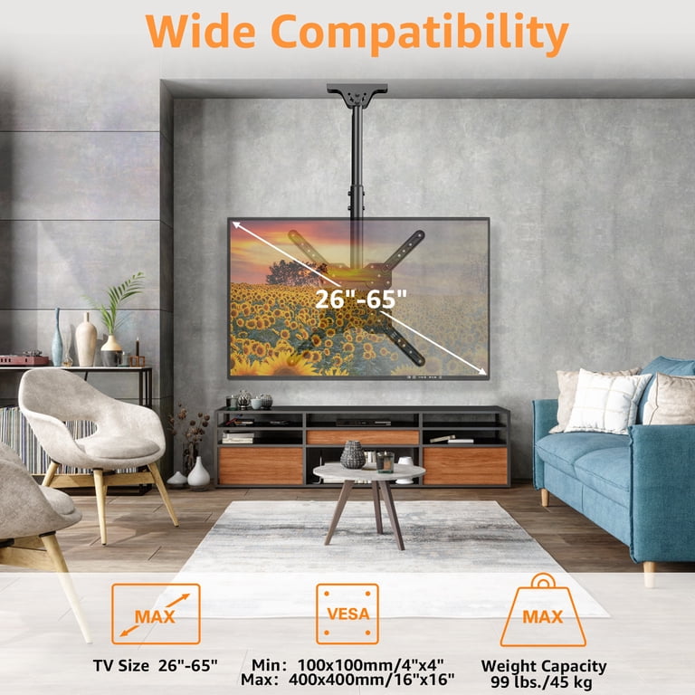 HOMOUNT Ceiling TV Mount 26-65 Inches, Full Motion Swivel photo 2