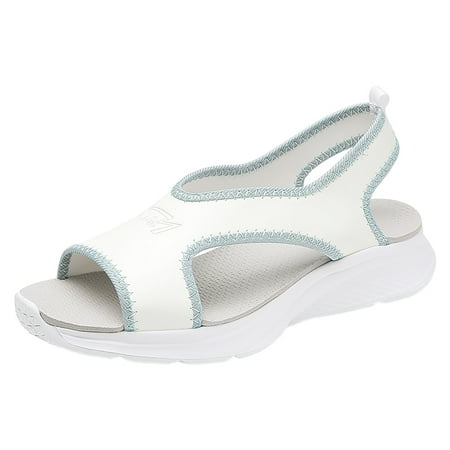 

LIANGP Women s Sandals Summer Mesh Beach Elastic Band Sport Casual Open Toe Wedges Discoloration Soft Bottom Breathable Shoes Sandals Women s Shoes Blue Size 8